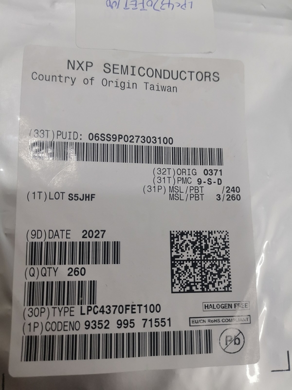 LPC4370FET100    100-TFBGA   Оригинал микроконтроллера IC обломока интегральной схемаы совершенно новый неиспользованный